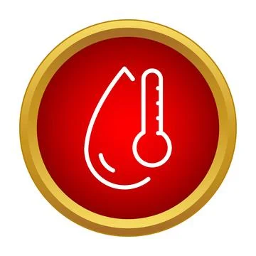 Temperature and humidity icon on red button Illustrazione stock