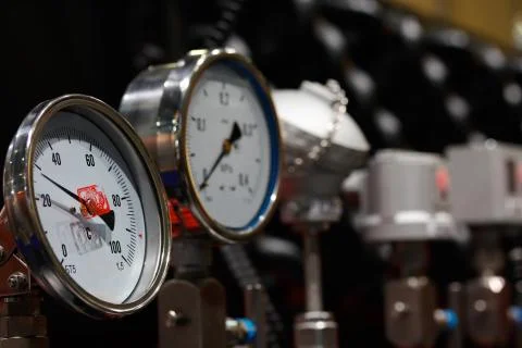 Temperature and pressure gauges Stock Photos