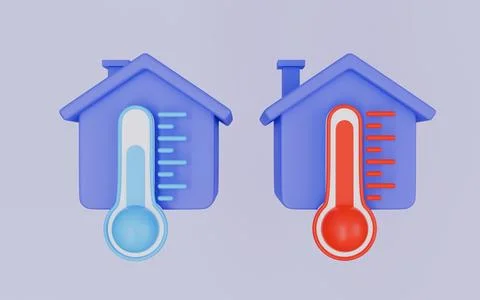 Temperature change control in the house, House and thermometer icon Stock Illustration