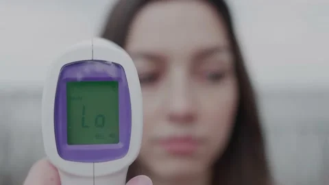 Temperature check with digital thermometer. Stock Footage 154050325