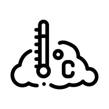 Temperature Cloud Icon Vector Outline Illustration イラスト素材