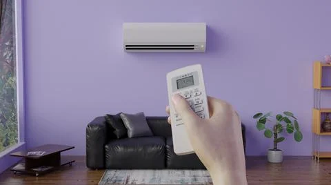 Temperature control by the air conditioner 3d Stock Illustration
