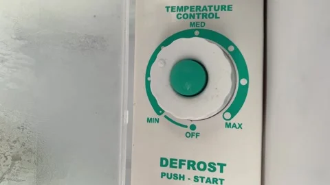 Temperature control dial on refrigerator. Home appliance concept Stock Footage 252160780