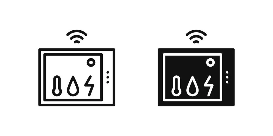 Temperature control icon set showing thermostat or IoT-based climate manage.. Stock Illustration