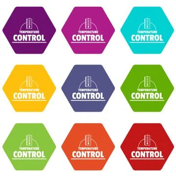 Temperature control icons set 9 Stock Illustration