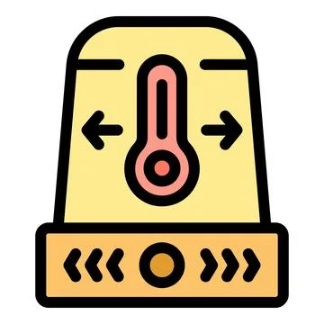 Temperature control panel with arrows showing increase and decrease options Stock Illustration