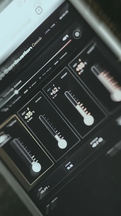 Temperature control screen with four linear indicator gauges Stock Footage 335475907