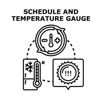 Temperature control system managing heating and cooling schedule Stock Illustration
