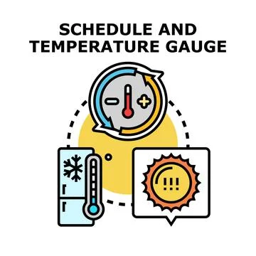 Temperature control system managing heating and cooling schedule Stock Illustration