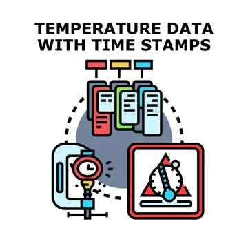 Temperature data logging with time stamps concept Illustrazione stock