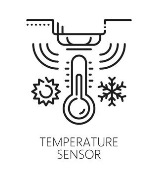 Temperature detector smart sensor line icon Stock Illustration