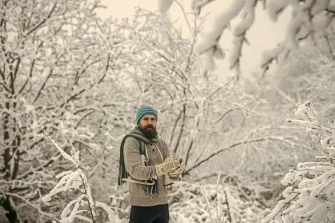 Temperature, freezing, cold snap, snowfall. Stock Photos