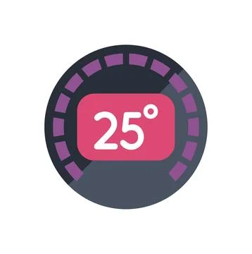 Temperature gauge displaying 25 degrees celsius flat icon Stock Illustration