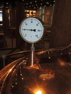 Temperature gauge on a micro brewery Stock Photos