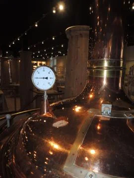 Temperature gauge on a micro brewery Stock Photos