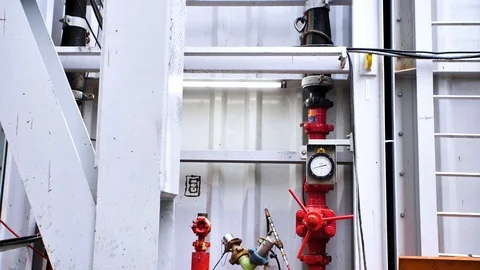 Temperature gauge on the red pipe Stock Footage 127368264