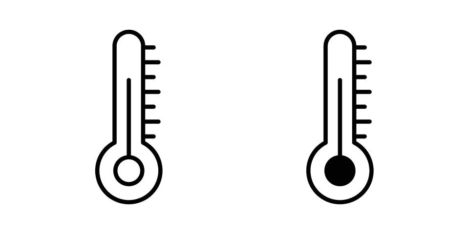 Temperature icon pack with silhouette and stroke web icons Stock Illustration