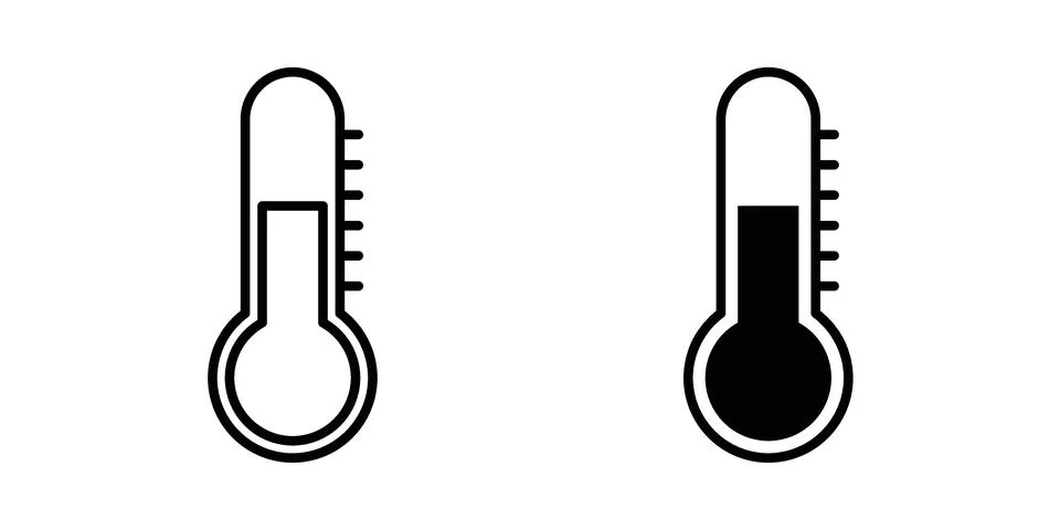 Temperature icon silhouette vector set. thin line pack Illustrazione stock