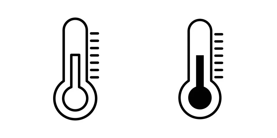 Temperature icon symbol. Flat and Stroke Vector illustration Stock Illustration
