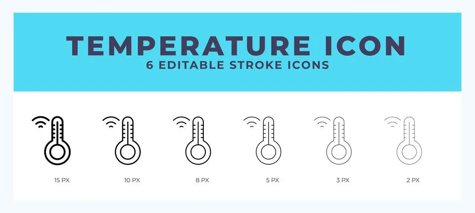 Temperature icon symbol. Isolated. Vector illustration with editable stroke. Stock Illustration