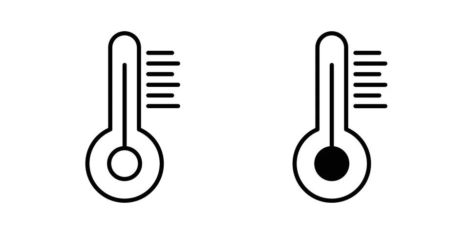 Temperature icon thin line and clipart style vector set Stock Illustration