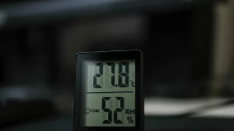 Temperature increase on digital temp meter,summer heat,climate change warming Stock Footage 204730836