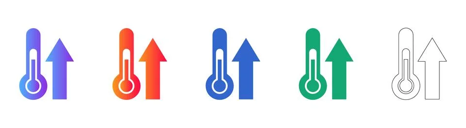 Temperature Increase Indicator Icon Set 스톡 일러스트