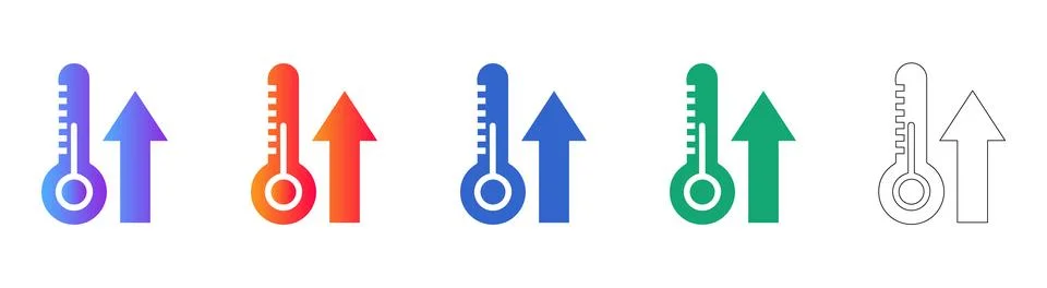 Temperature Increase Indicator Icons 스톡 일러스트