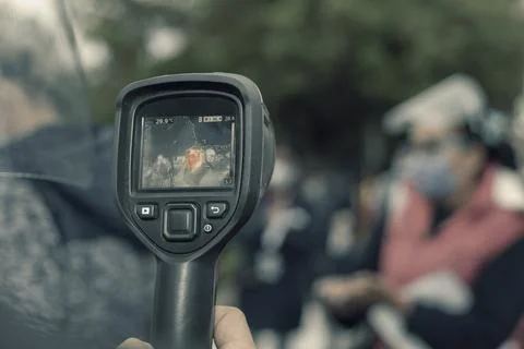 Temperature infrared thermometer Stock Photos