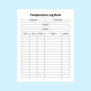 Temperature KDP interior log book with a thermometer. Patient body heat tra.. Stock Illustration