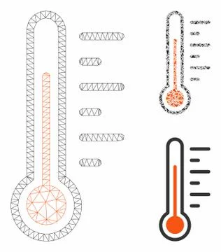 Temperature Level Vector Mesh Network Model and Triangle Mosaic Icon イラスト素材