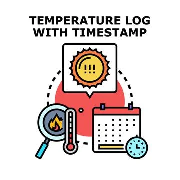 Temperature log with timestamp concept icon vector Illustrazione stock