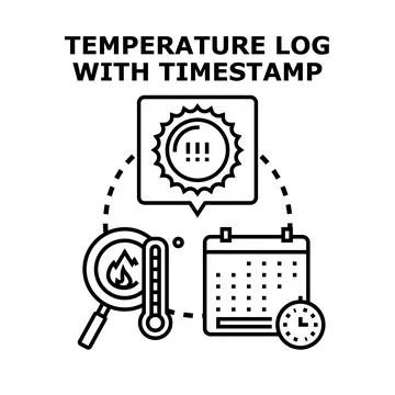 Temperature log with timestamp concept icon vector Stock Illustration