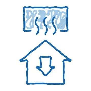 Temperature Loss House Window Arrow Down Vector Stock Illustration