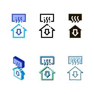 Temperature loss house window edition arrow down vector Ilustración de archivo