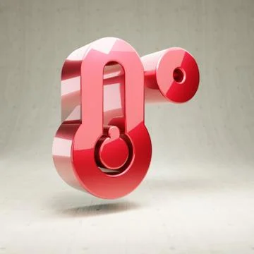Temperature Low icon. Red glossy metallic Temperature Low symbol isolated on  Stockillustratie