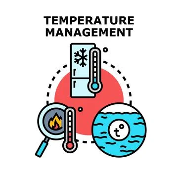 Temperature management concept regulating heating and cooling systems 스톡 일러스트