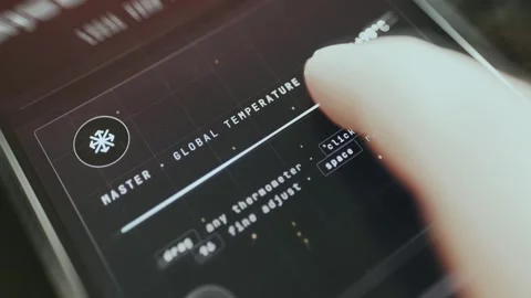 Temperature management screen, user drags the slider to change the temperature Stock Footage 335469608