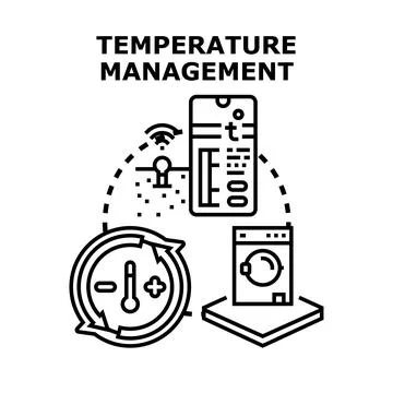 Temperature management system controlling heating and cooling process Stock Illustration