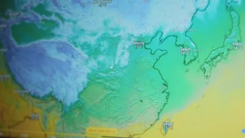 Temperature map graphic presentation showing the Spring temperature in China. 스톡 동영상 273037413