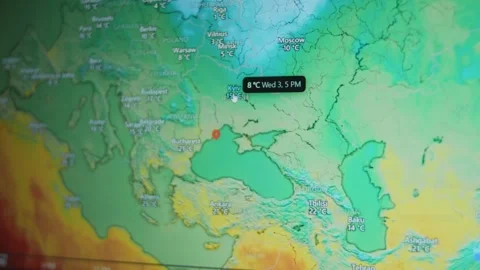 Temperature map graphic presentation. Time lapse showing the Spring Temperature Stock Footage 273037258