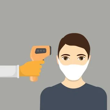 Temperature measurement with an electric thermometer. Vector illustration Illustrazione stock