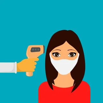 Temperature measurement with an electric thermometer. Vector illustration Stock Illustration