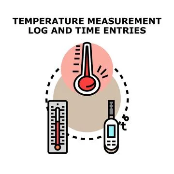 Temperature measurement log and time entries concept Illustrazione stock