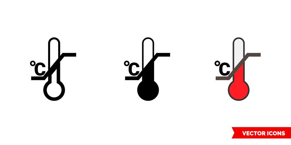 Temperature package icon of 3 types color, black and white, outline. Isolated Stock Illustration