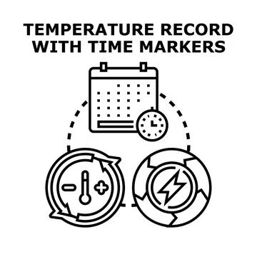 Temperature record with time markers concept illustration Illustrazione stock