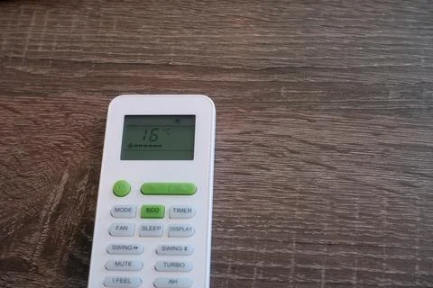 The temperature on the remote control of the split system Stock Photos