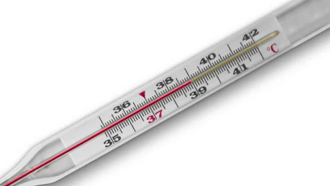 Temperature rises on the scale of the glass thermometer. Stock Footage 168141850