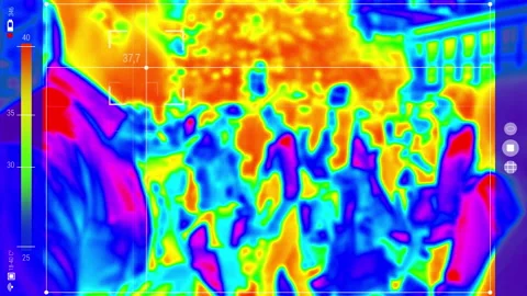 Temperature scan of the crowd. Stock Footage 161832146
