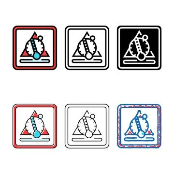 Temperature sensitive product label variants warning color icon vector Illustrazione stock